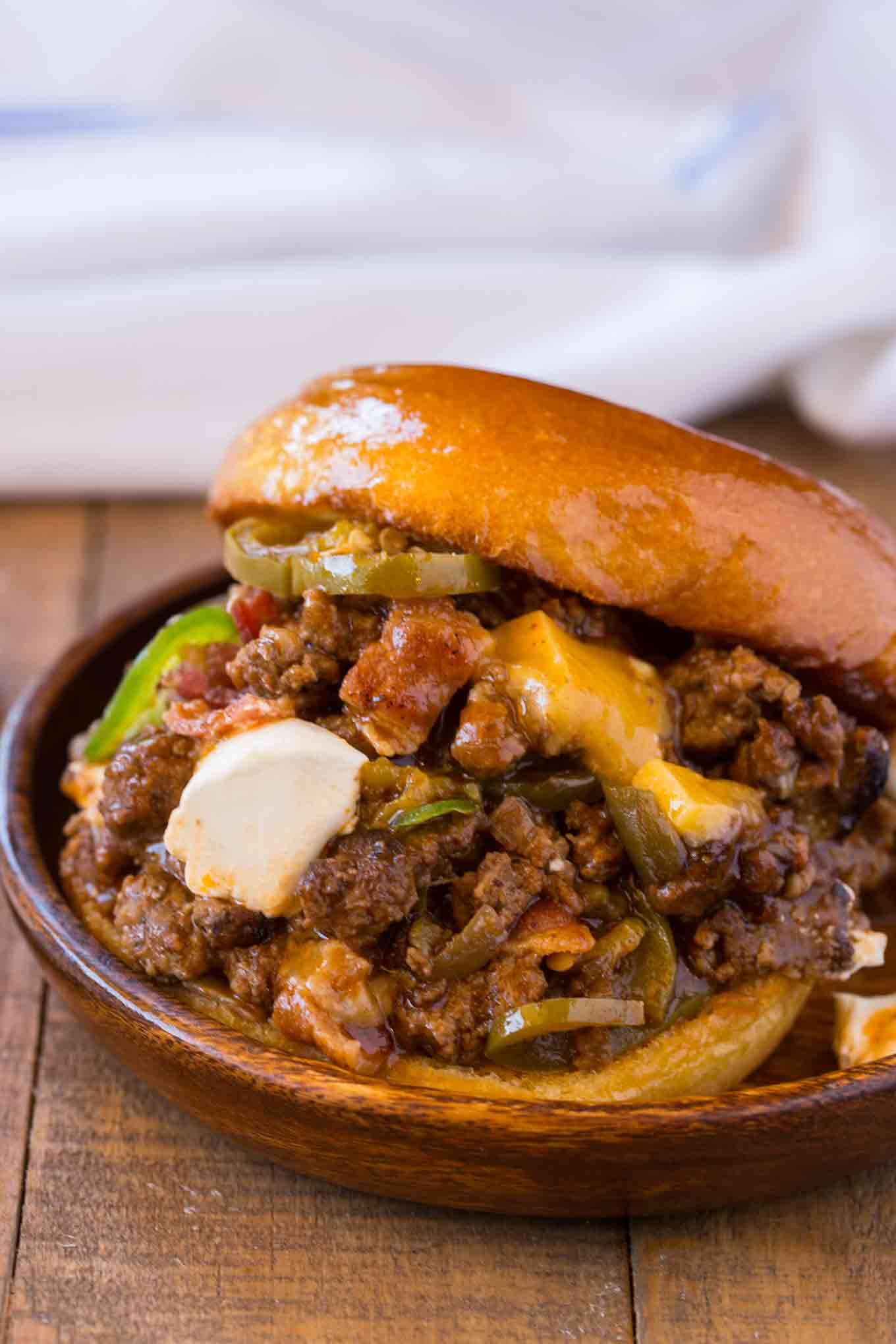 Jalapeno Sloppy Joes with bacon