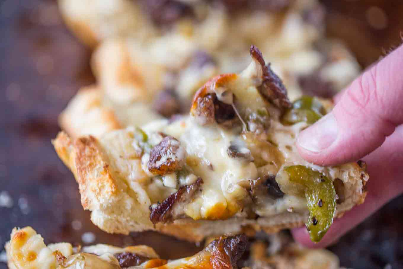 Philly Cheesesteak Cheesy Bread Recipe Video Dinner Then Dessert 