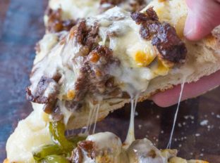 Philly Cheesesteak Cheesy Bread - Dinner, Then Dessert