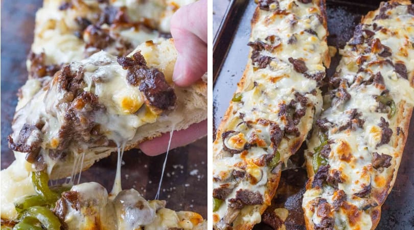 Philly Cheesesteak Cheesy Bread - Dinner, Then Dessert