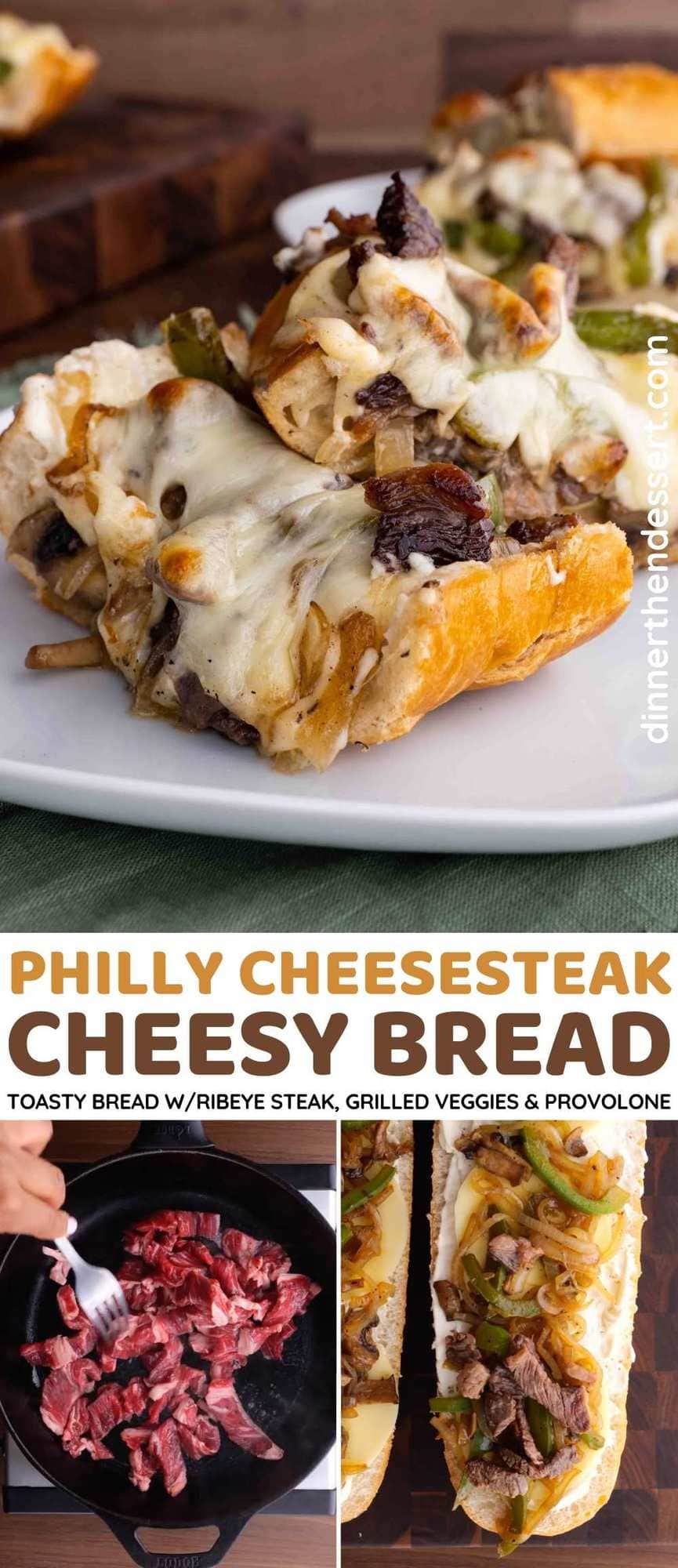 Philly Cheesesteak Cheesy Bread Collage