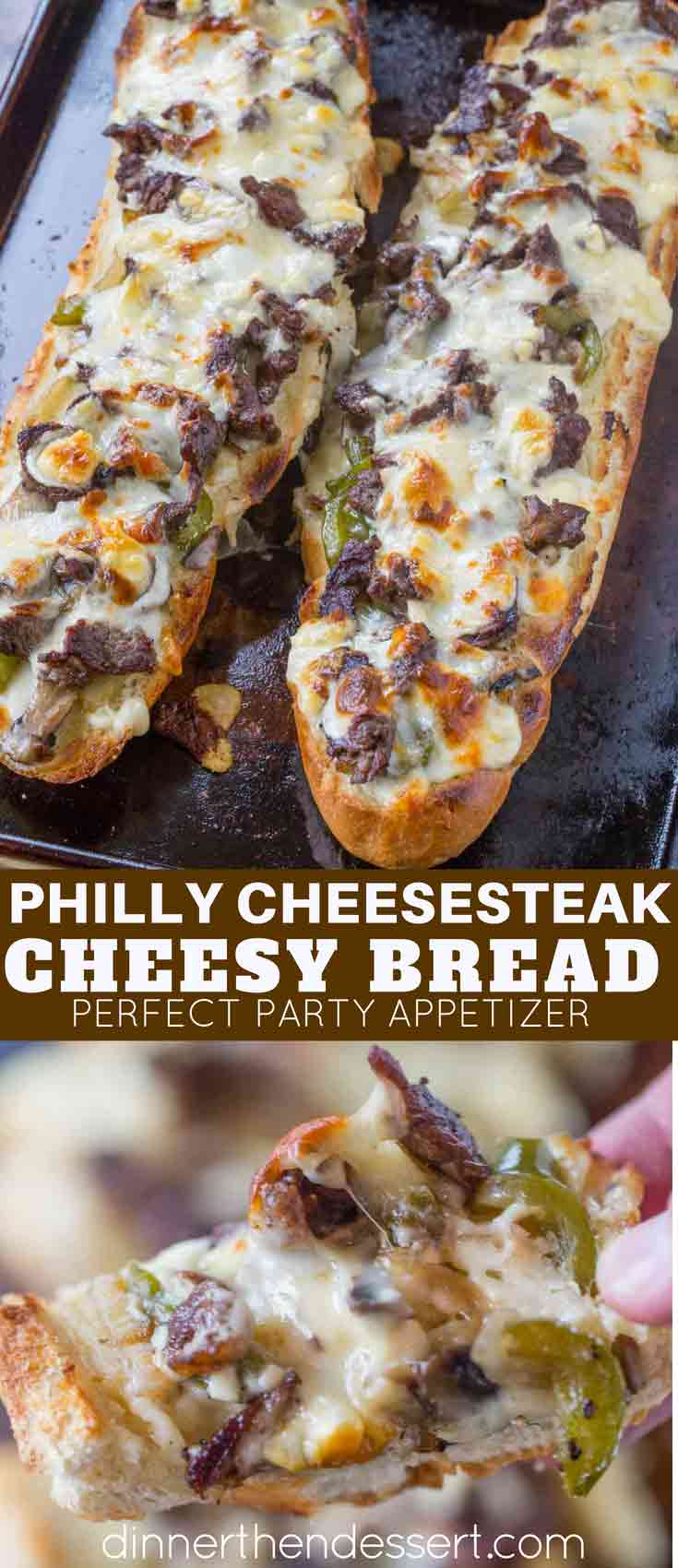 Philly Cheesesteak Cheesy Bread Dinner Then Dessert