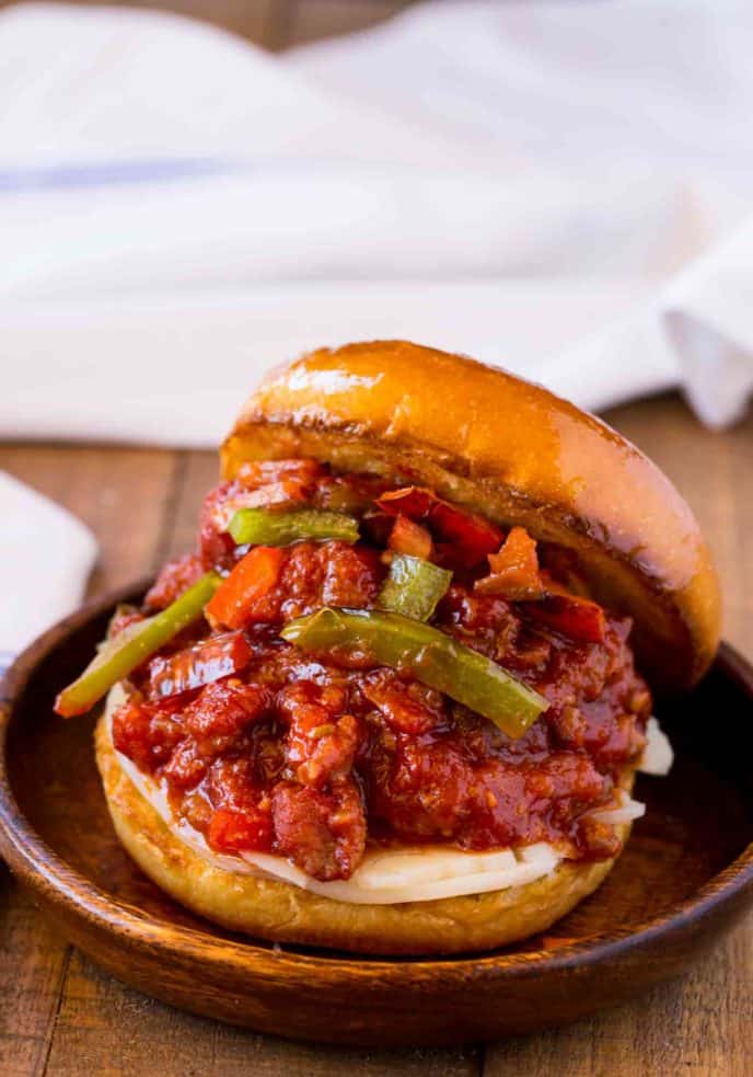 Sausage and Peppers Sloppy Joes Dinner, then Dessert