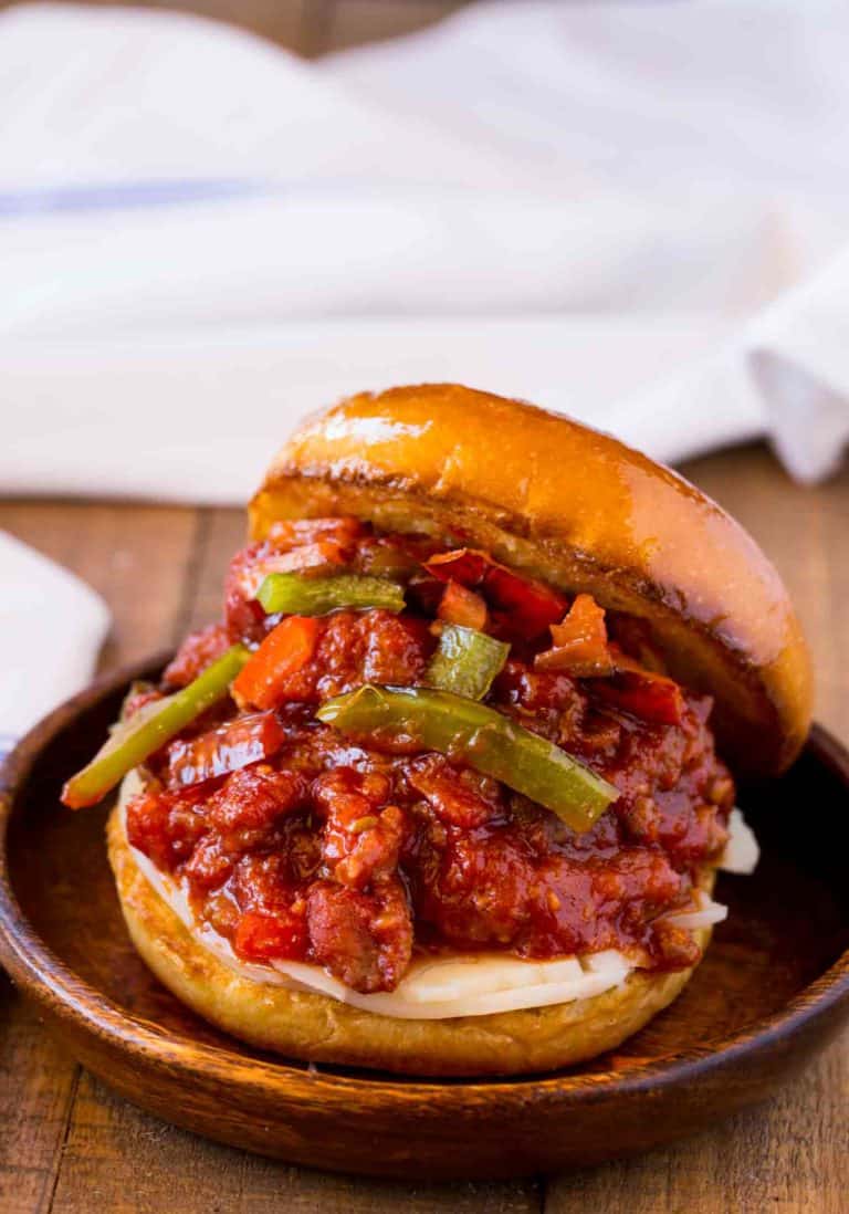 Sausage and Peppers Sloppy Joes - Dinner, then Dessert