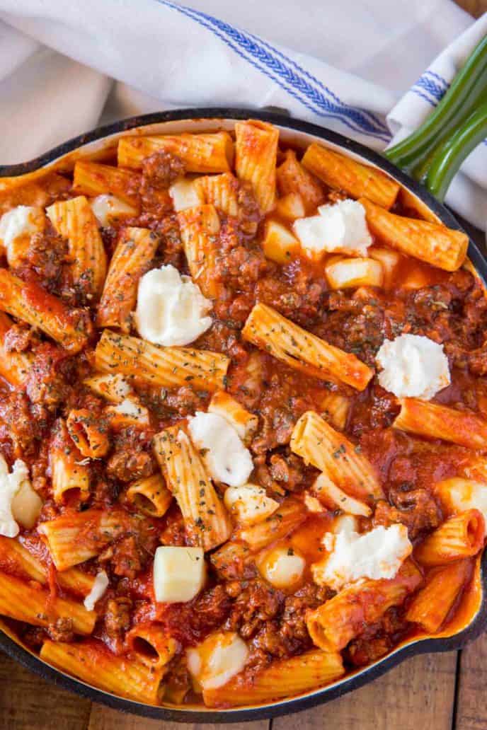 Baked Ziti in a skillet