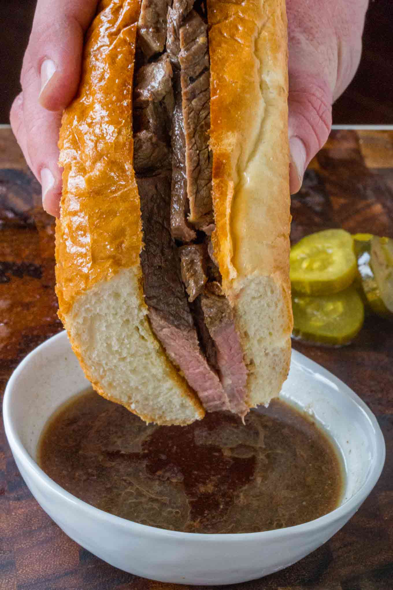 Slow Cooker Beer Braised Beef Dip Sandwiches Dinner, then Dessert