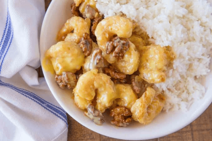 Bowl of shrimp and rice