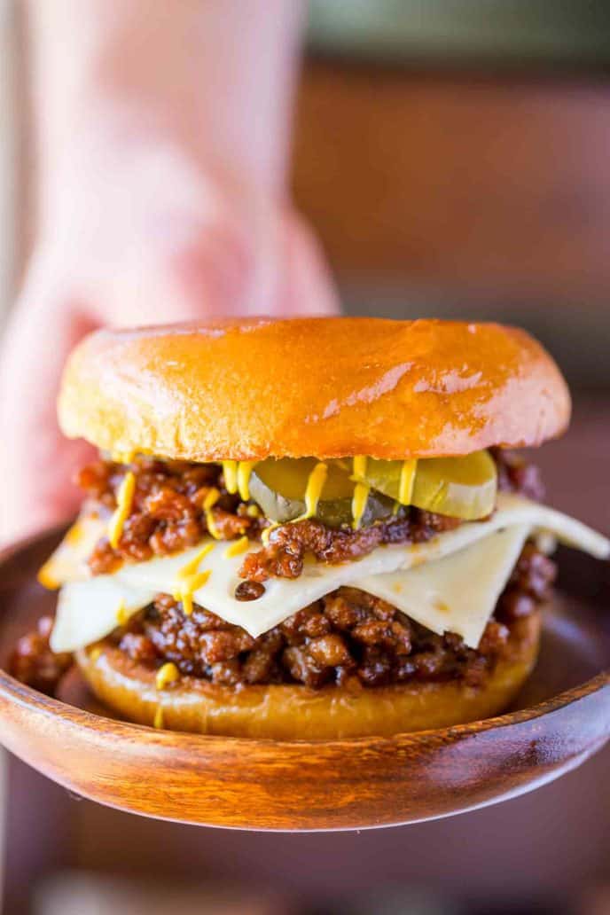 Cuban Pork and Swiss Sloppy Joes on Plate