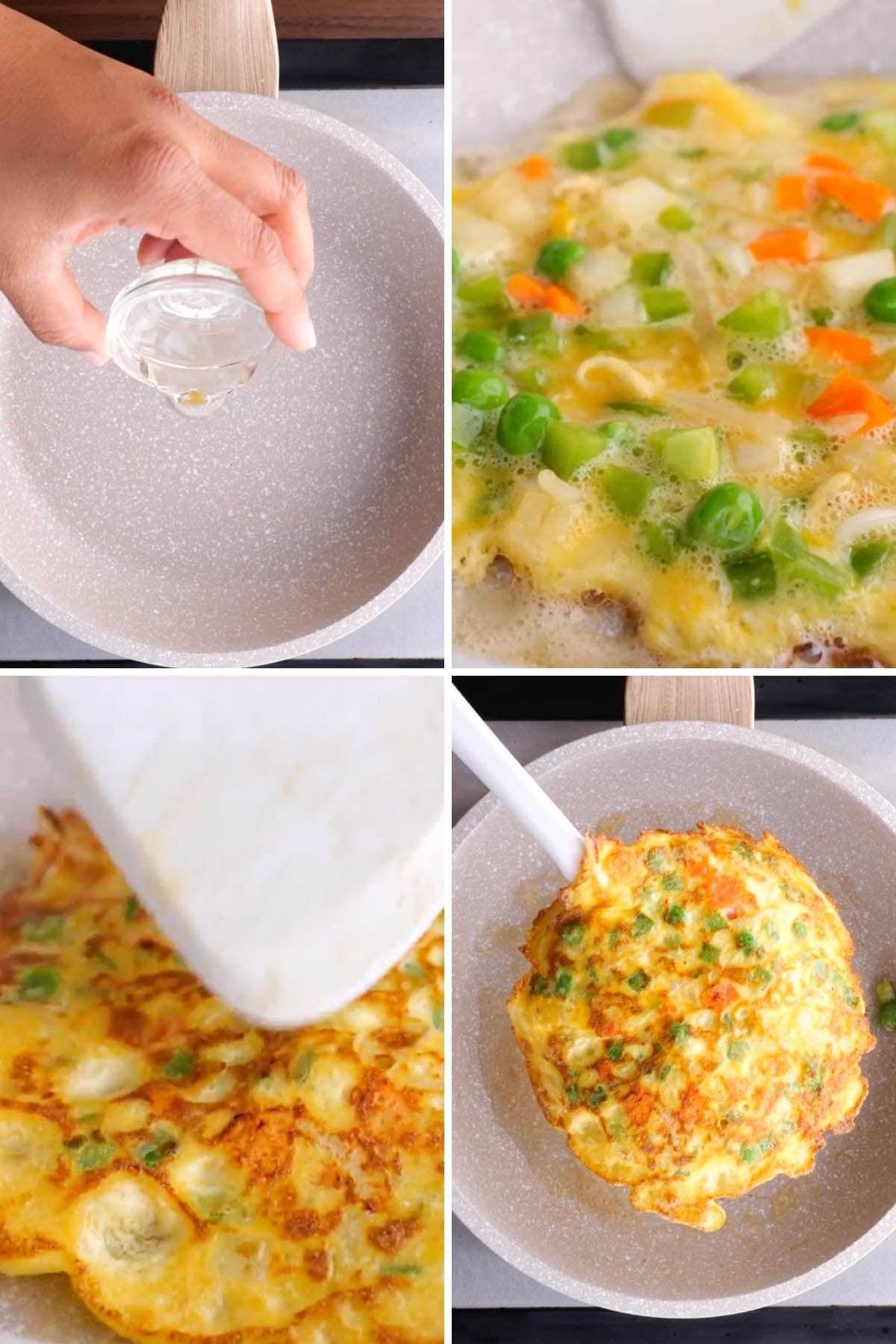 Egg Foo Young Collage of cooking steps