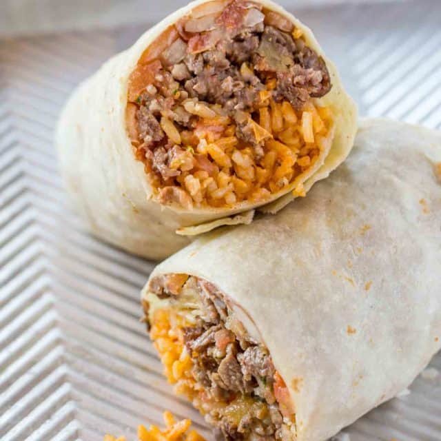 Beef, Rice and Cheese burrito