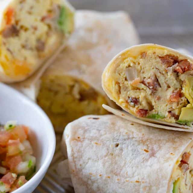 Cheesy Bacon Breakfast Burrito - Dinner, then Dessert