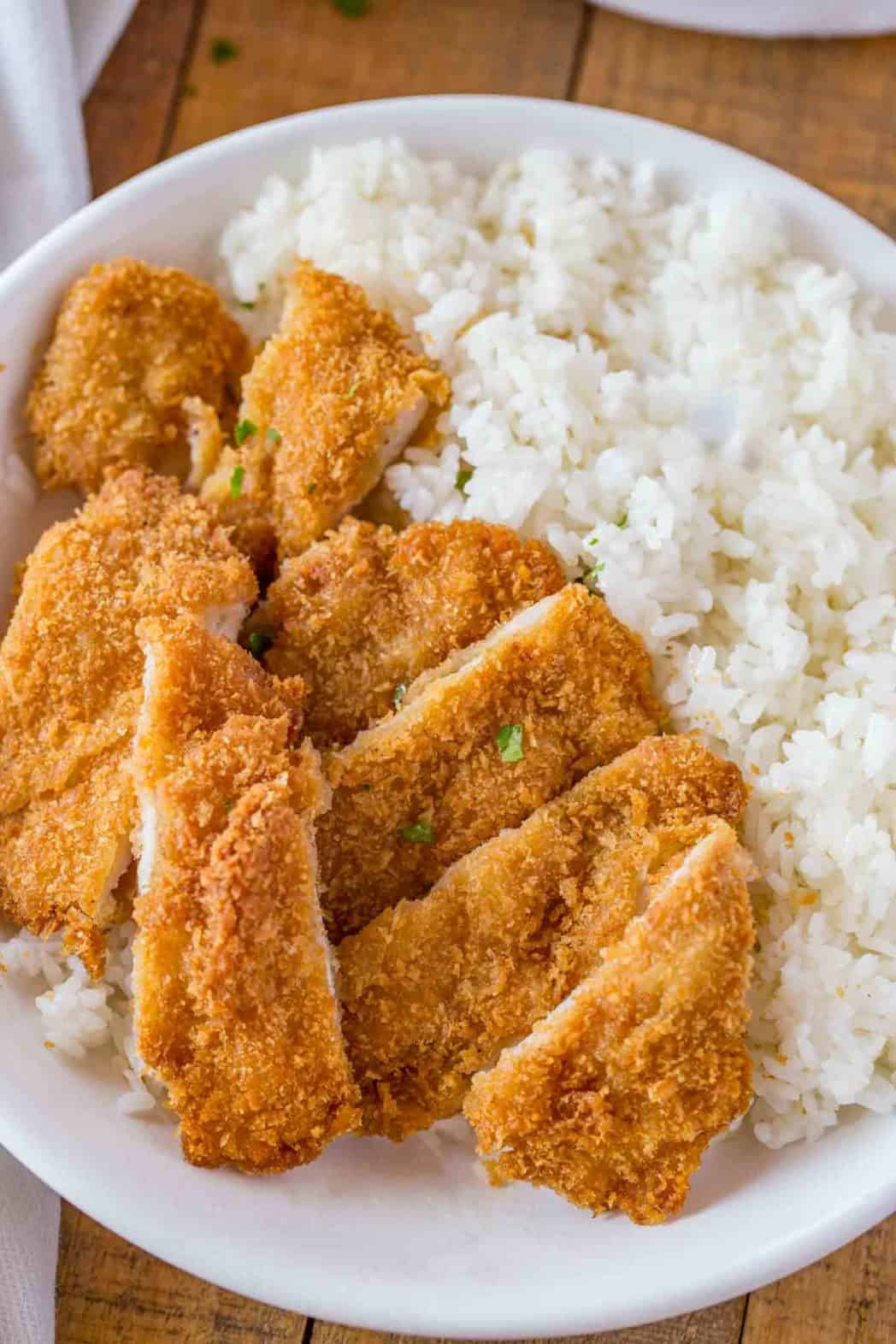 Crispy fried Japanese chicken with rice