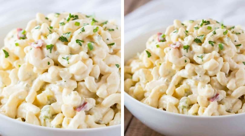 old fashioned macaroni salad with sweet pickles