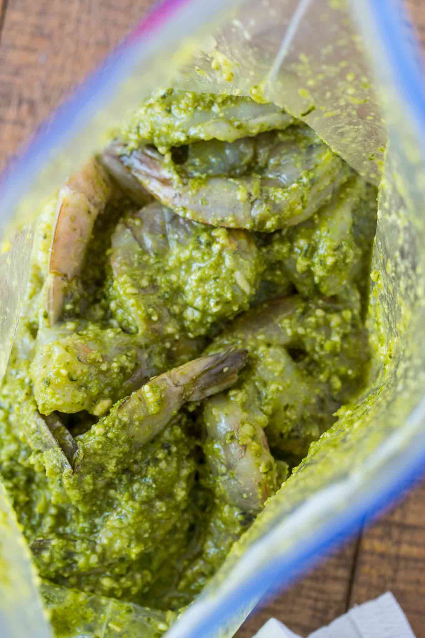 Pesto Marinade over Shrimp