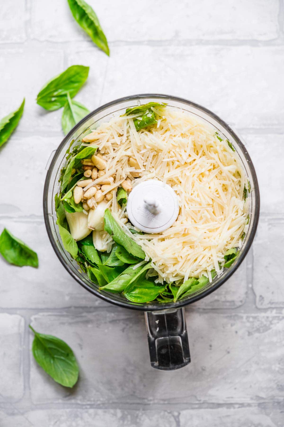 Basil Pesto Ingredients in food processor