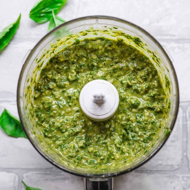 Pesto Ingredients blended in food processor