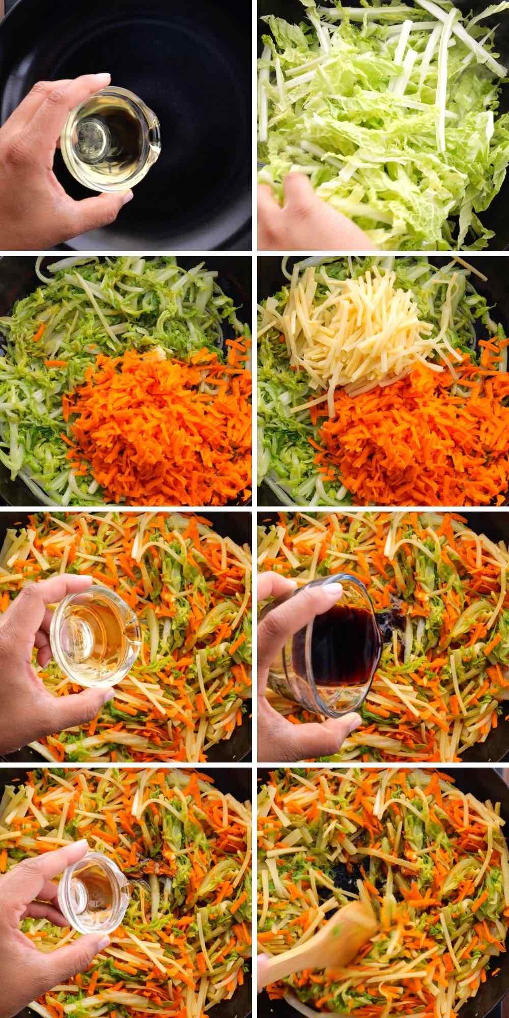 Spring Rolls Collage of filling cooking steps