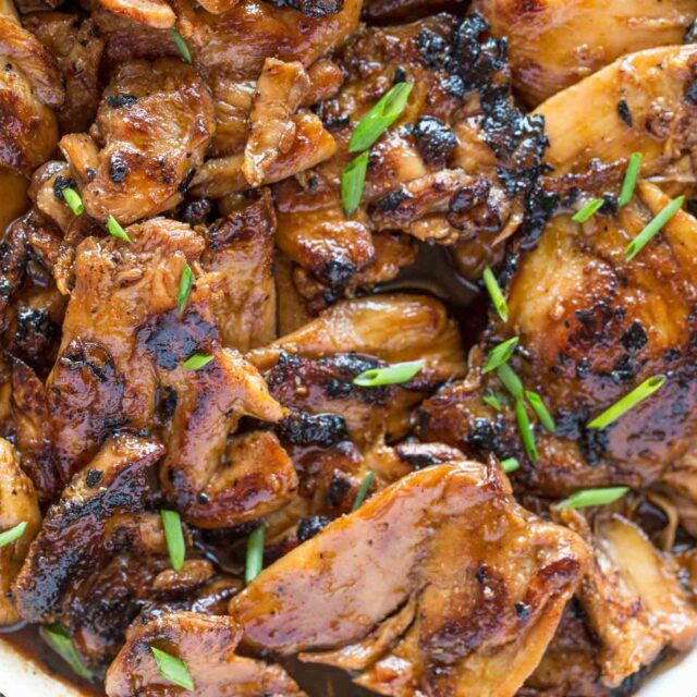 pot of cooked chicken closeup