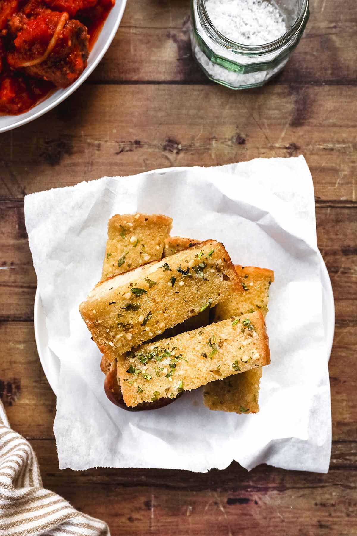 Garlic Bread Sliced on plate