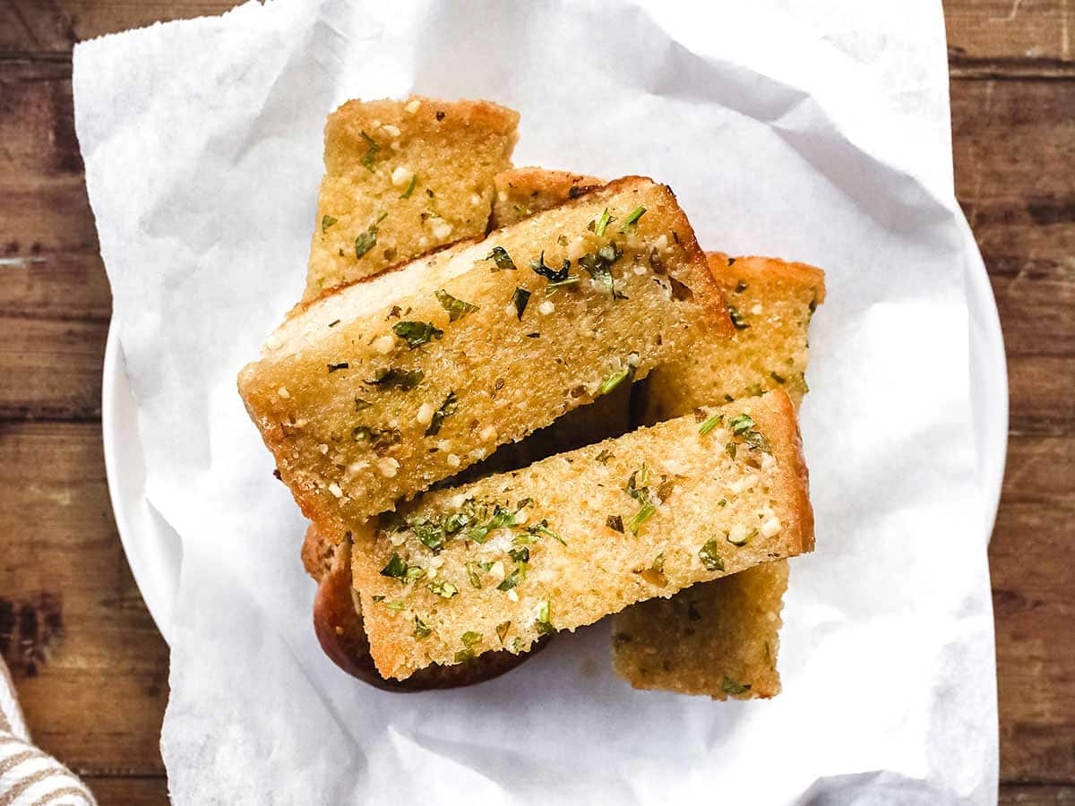 Garlic Bread Sliced on plate