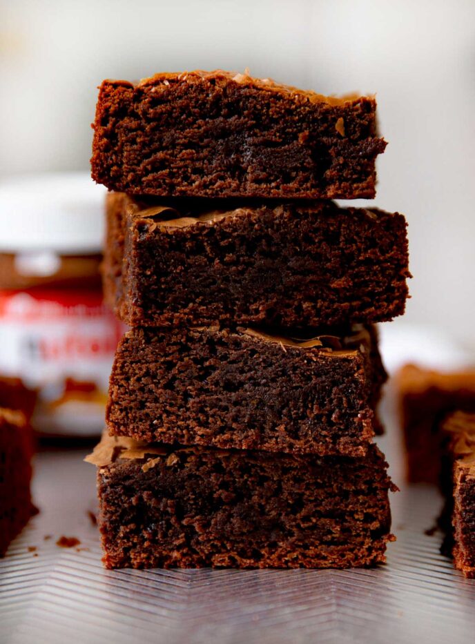 Nutella Brownies in stack