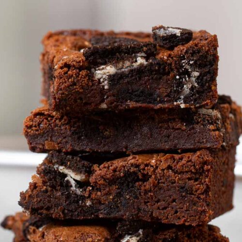 Oreo Brownies in stack