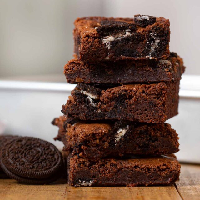 Oreo Brownies in stack