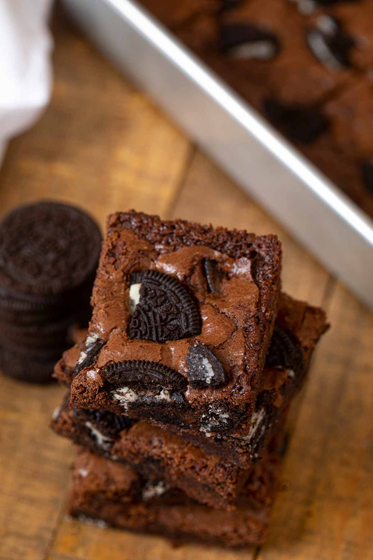 Oreo Brownies top-down in stack