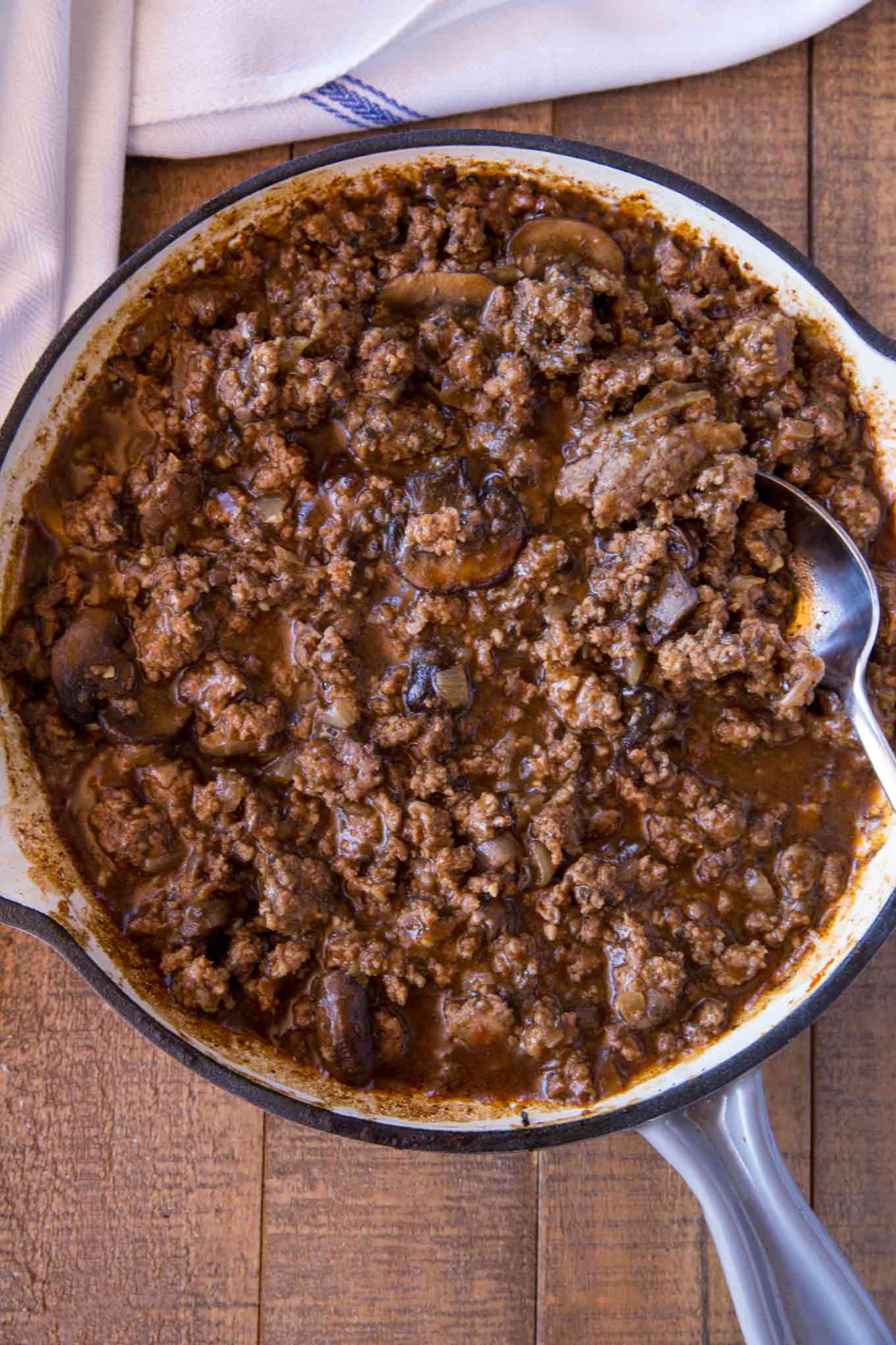 Pot Roast Flavored Sloppy Joes in Skillet