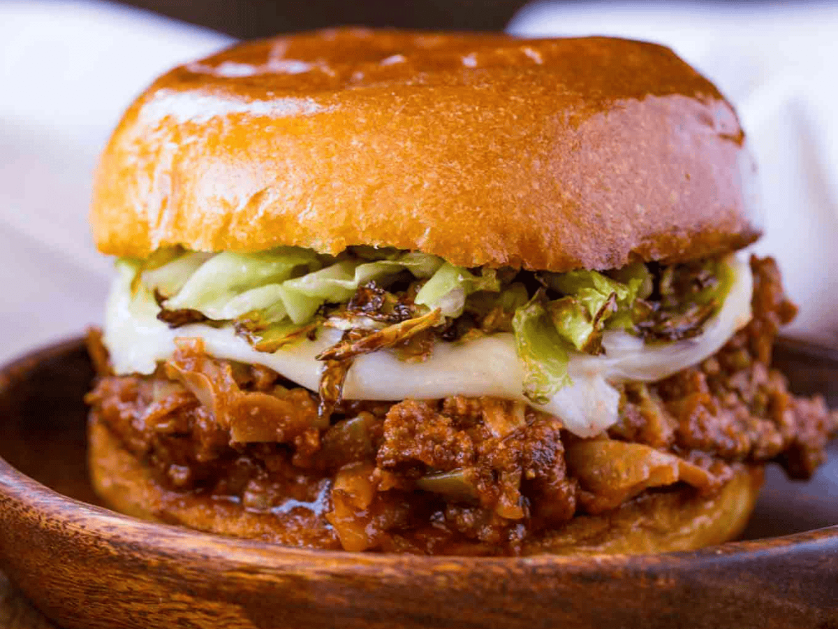 Sloppy Joes Sandwich with cabbage