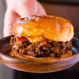 Finished burger on a plate