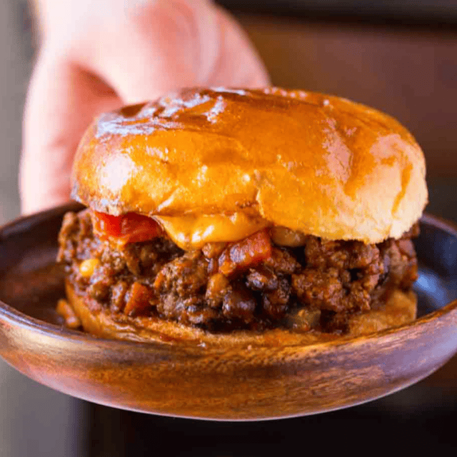 Finished burger on a plate
