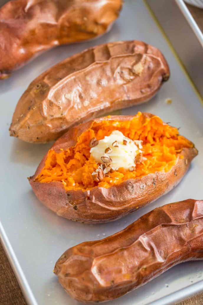 Easy Baked Sweet Potatoes - Dinner, then Dessert