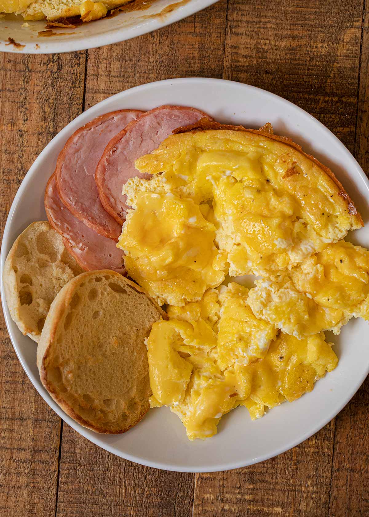 Oven Scrambled Eggs serving on plate