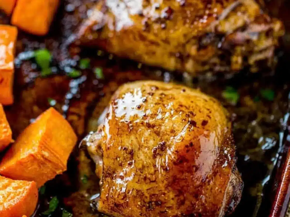 Close up of chicken on baking sheet