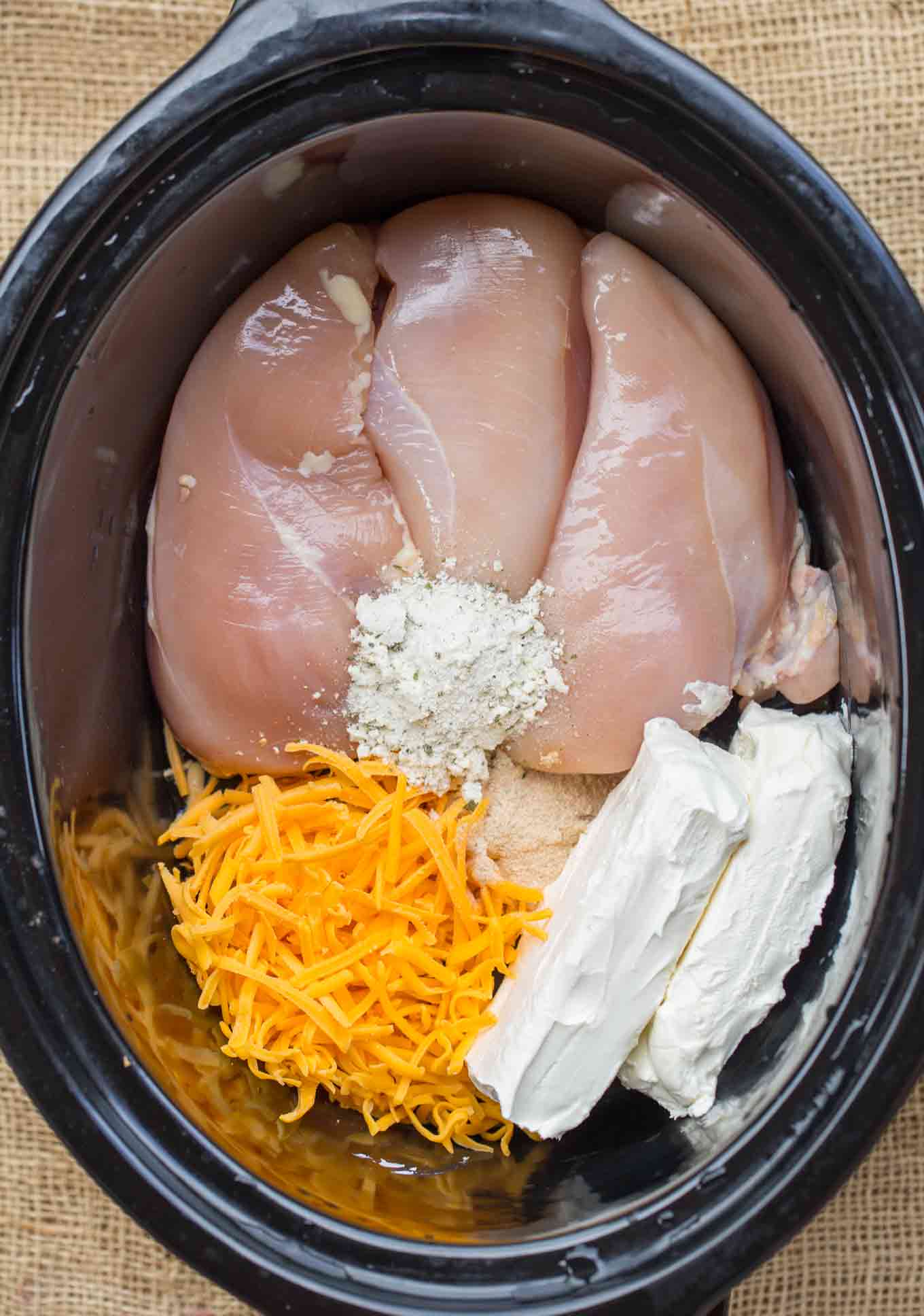 Slow Cooker Cream Cheese Chicken with Bacon and Ranch