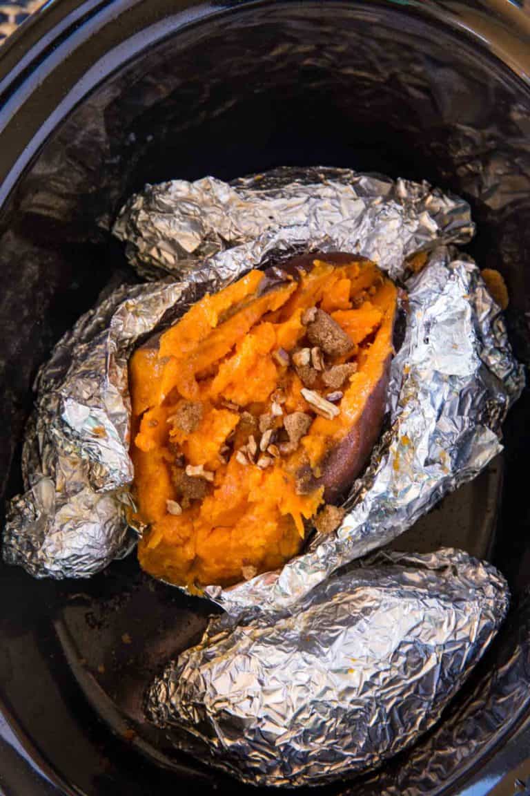 Slow Cooker Sweet Potatoes Dinner, then Dessert