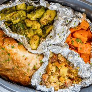 Cooked thanksgiving meal in crockpot