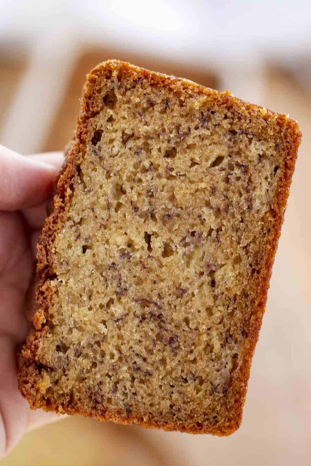 Slice of Banana Bread in a person's hand