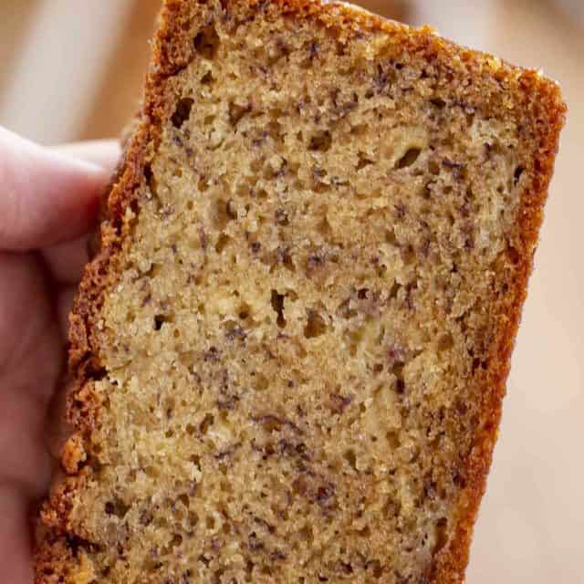 Slice of Banana Bread in a person's hand