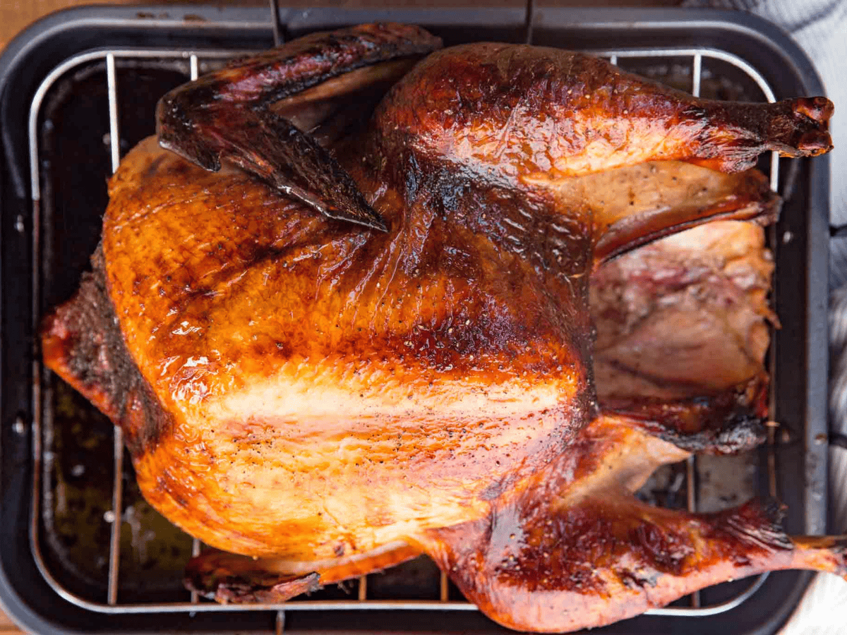 Roasted Turkey in a large baking pan