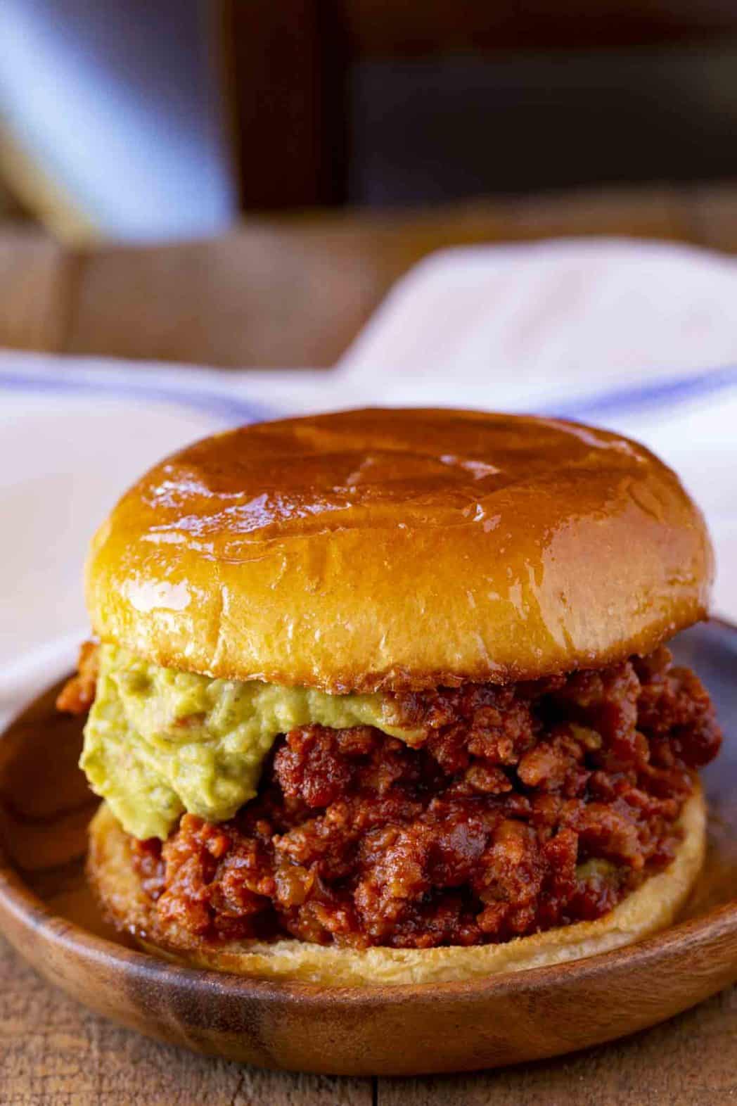 Closeup of sandwich on plate 