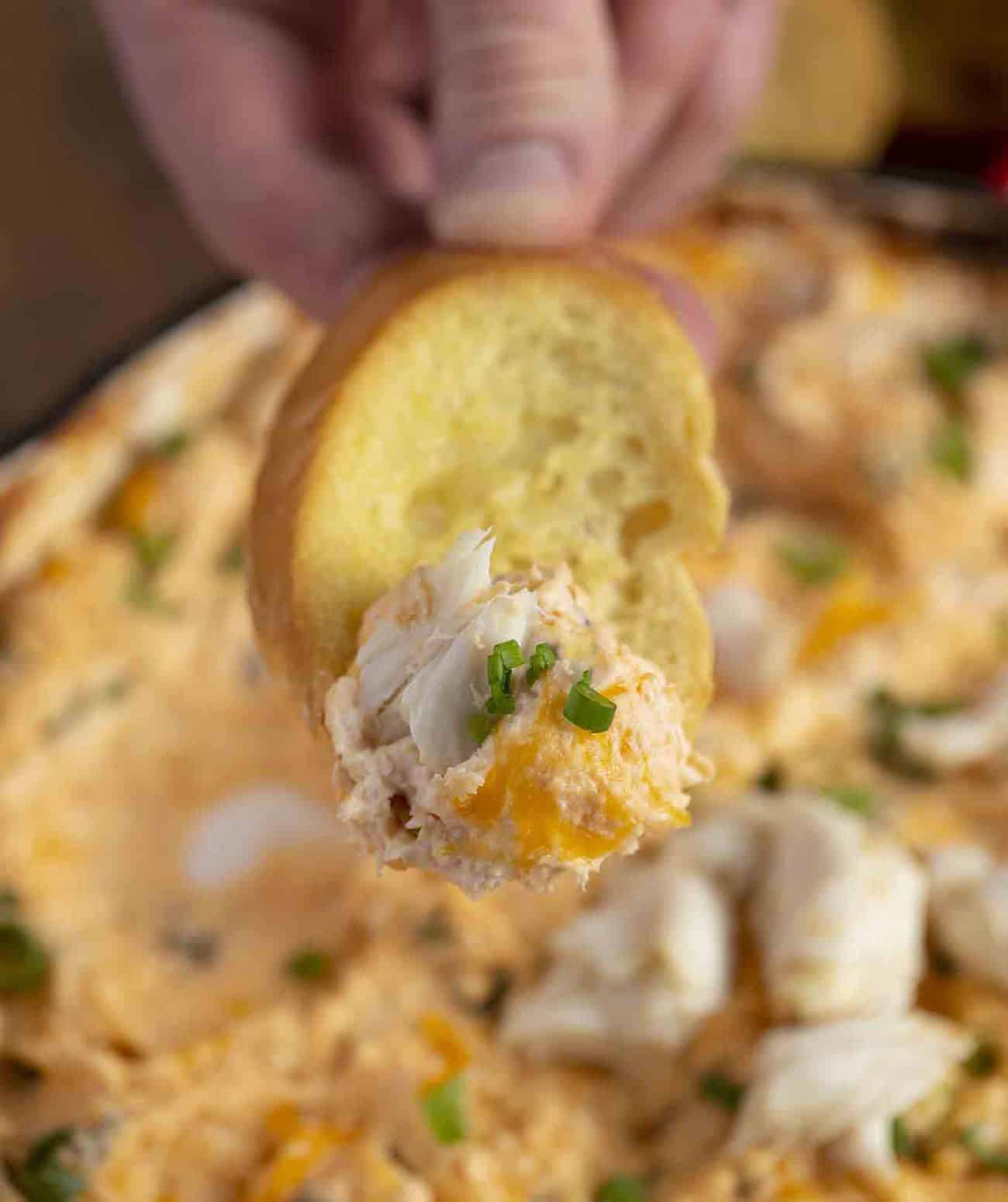 Creamy Cheesy Crab Dip on Crostini