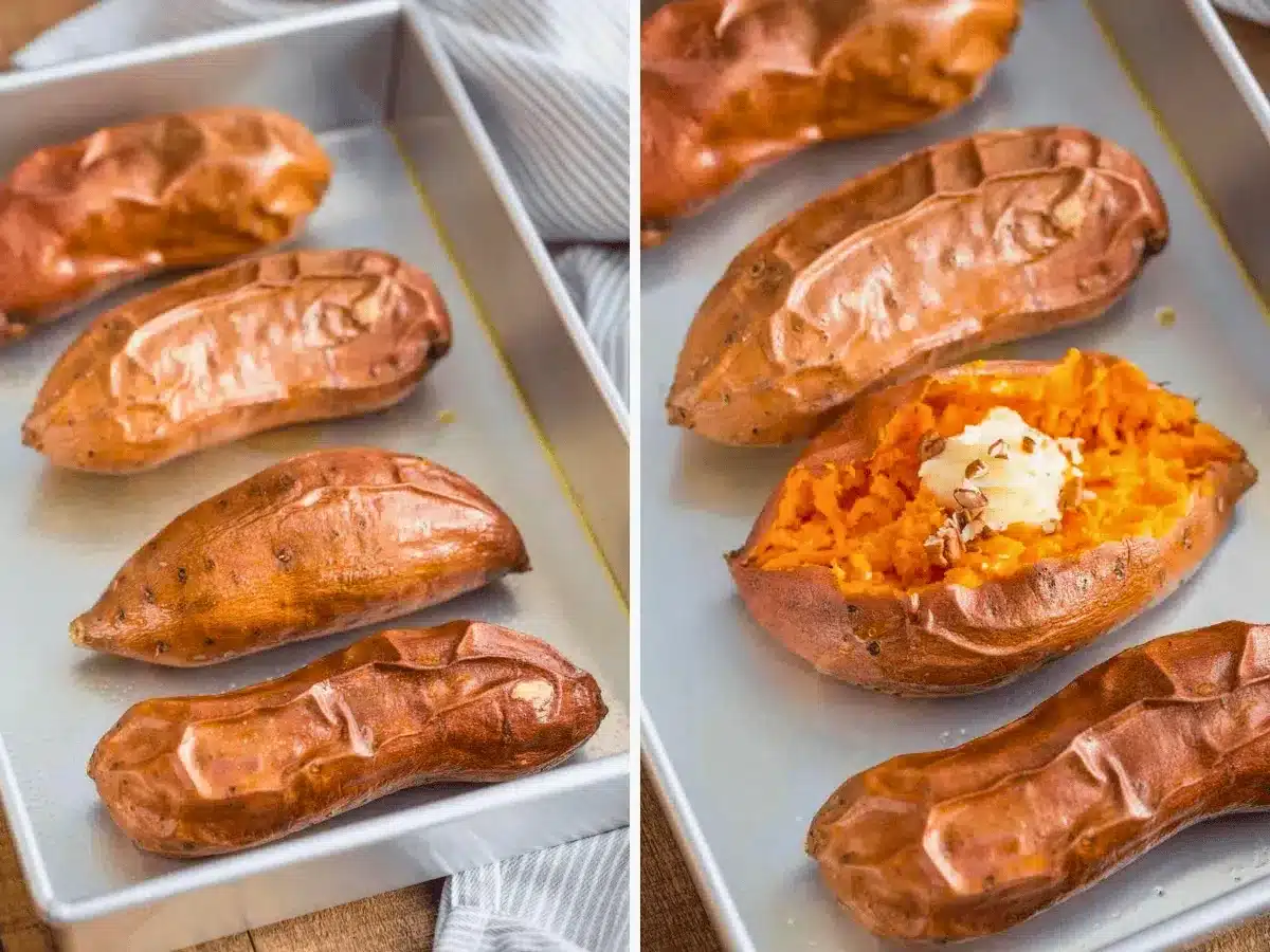 Collage of sweet potatoes