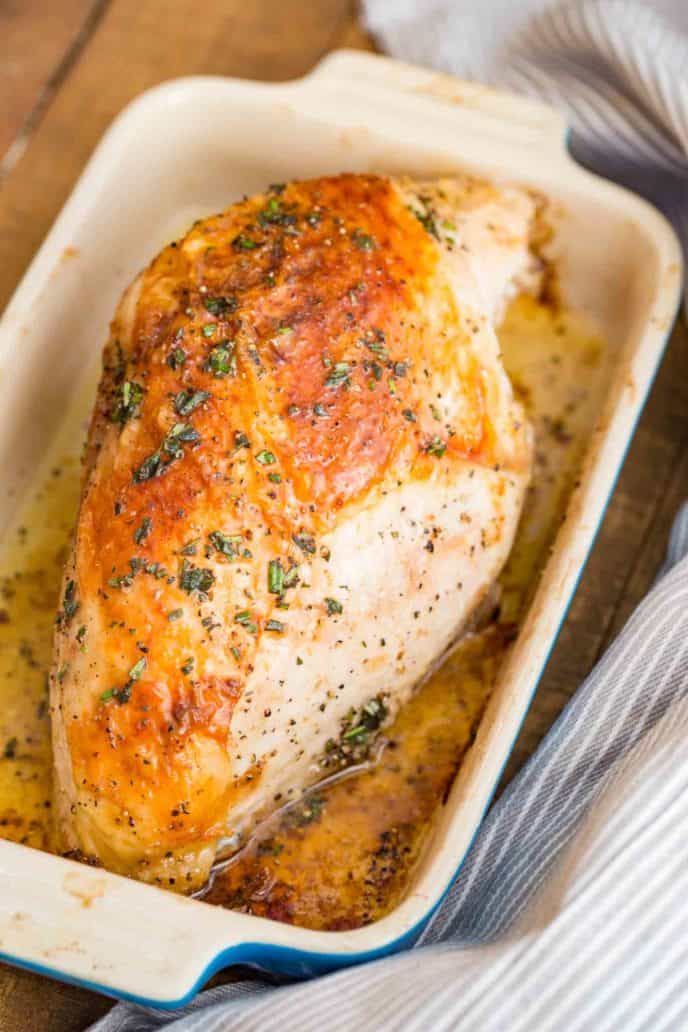 Roasted Turkey Breast in baking dish