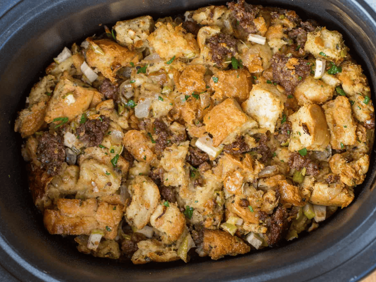 Ingredients finished cooking in slow cooker 