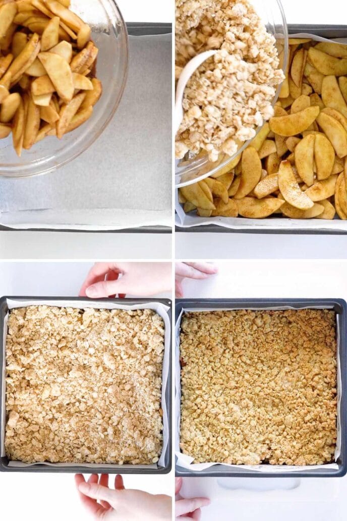 Ultimate Apple Crisp collage of baking steps