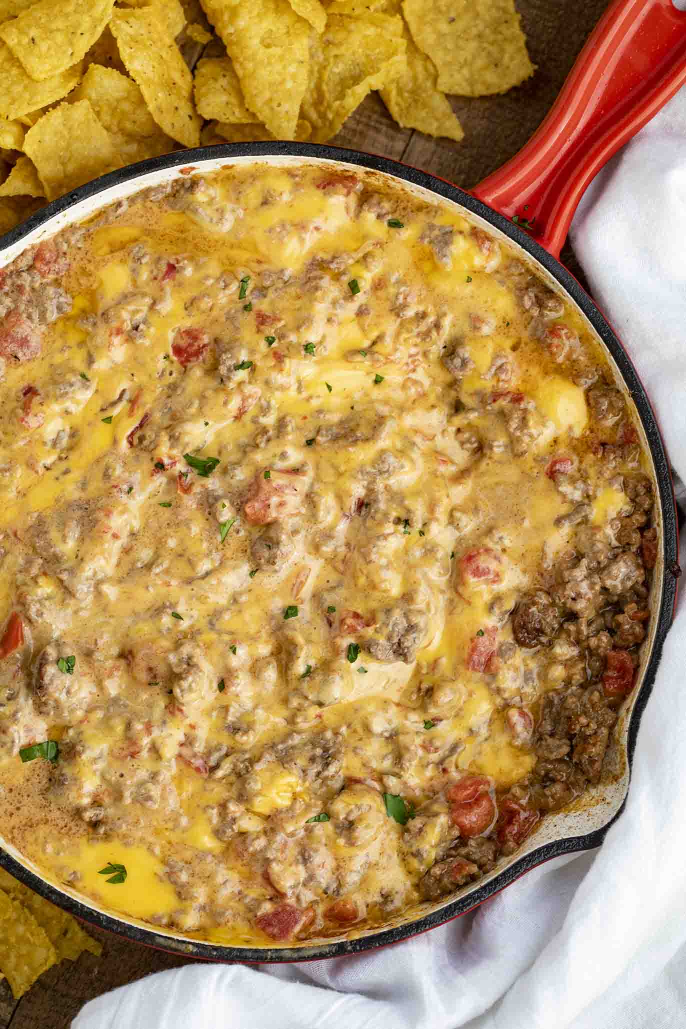 Cheesy Beef Rotel Dip - Dinner, Then Dessert