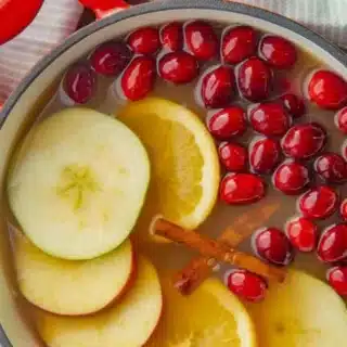 Drink with fruit, spices, and berries in pot