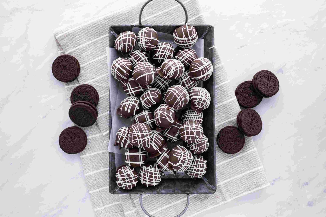 Oreo Balls (Oreo Truffles) on serving tray